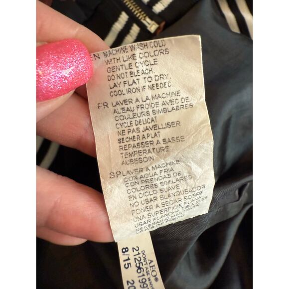 American Eagle Women's M Boho Satin Floral Zip Front Bomber Jacket Retro Italy - Picture 7 of 11